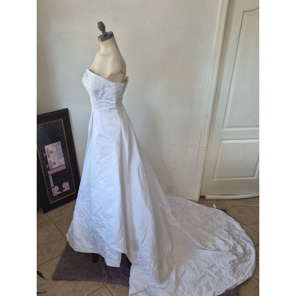 A Line Spilt Front Wedding Dress With Beading Sz 4